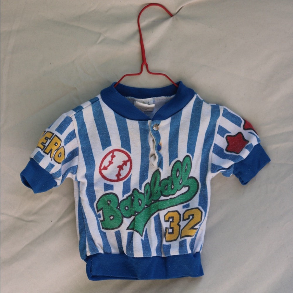Blue Striped Kids Baseball Shirt